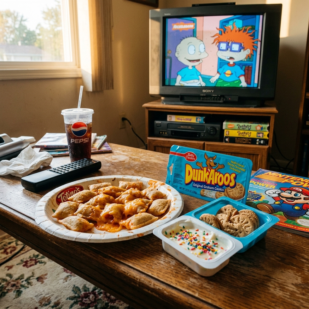Nostalgic 90s After School Snacks Totino Pizza Rolls and Dunkaroos